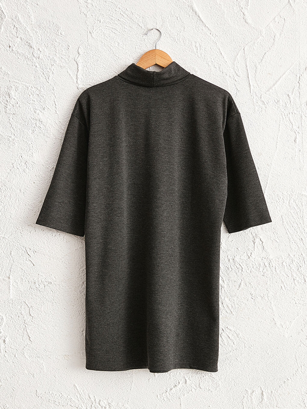 Antrasit Yarım Balıkçı Yaka Düz Elbise