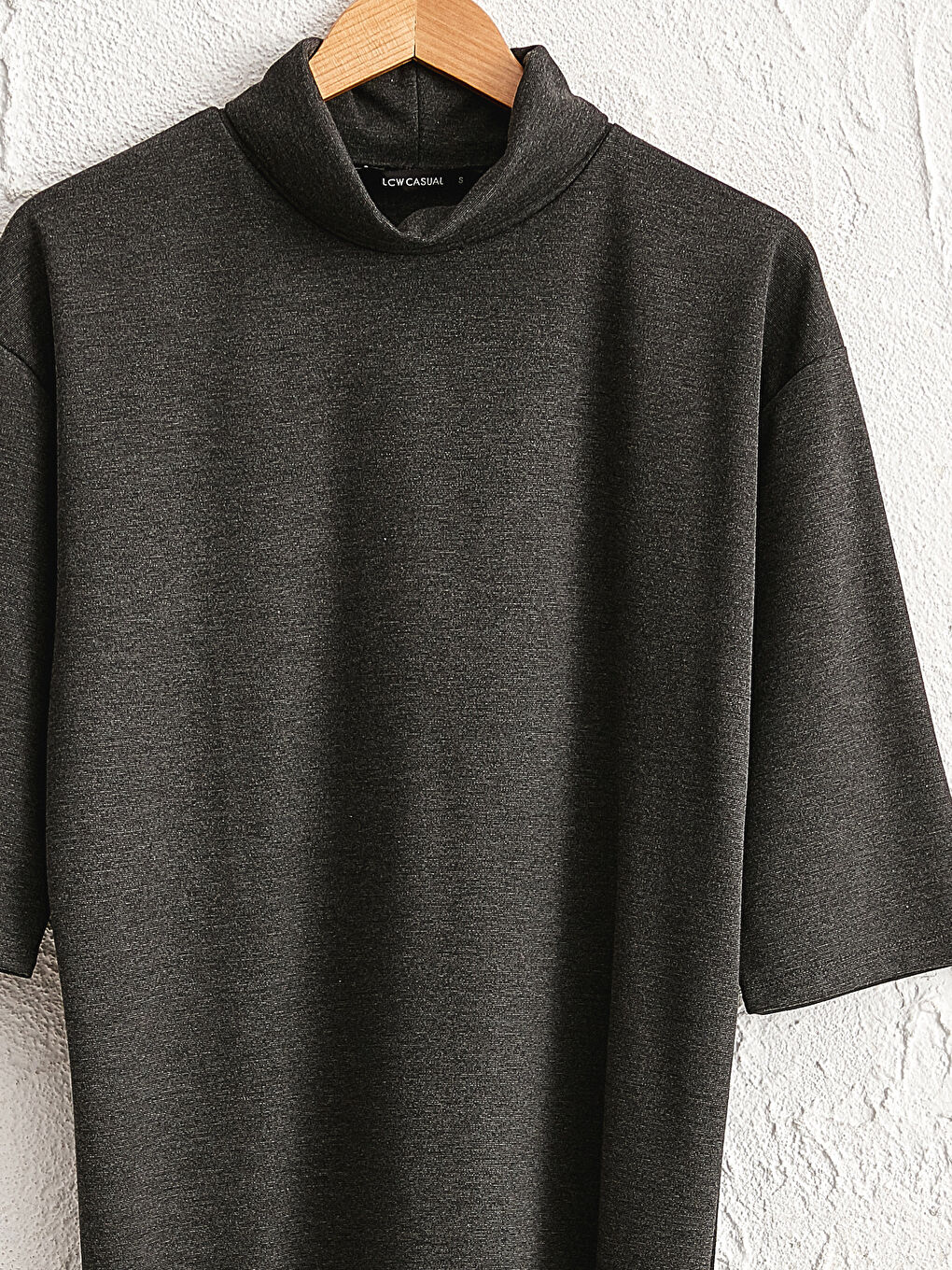 Antrasit Yarım Balıkçı Yaka Düz Elbise-1