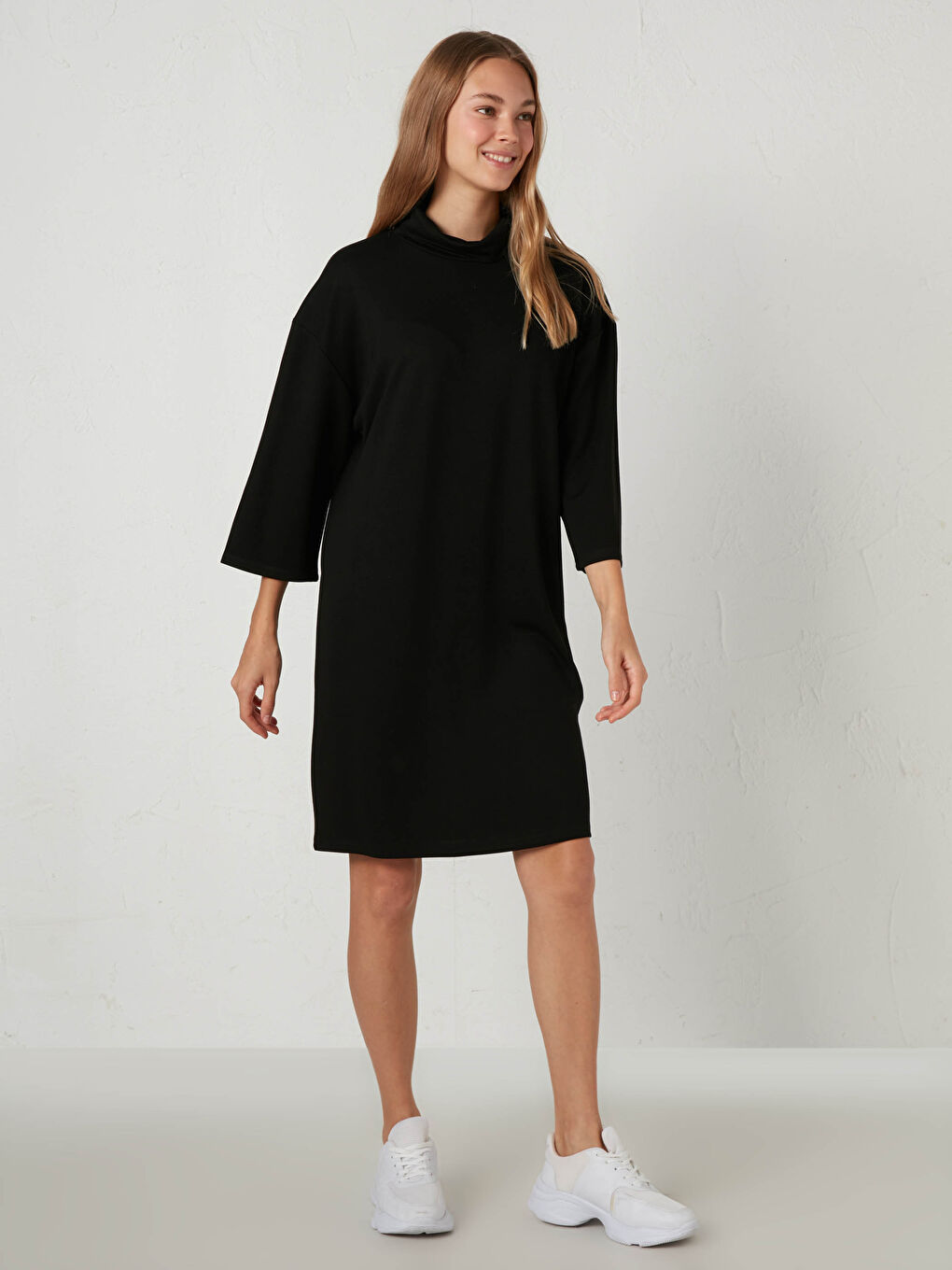 LCW Vision Mock Turtleneck Plain Dress -0WEI63Z8-CVL
