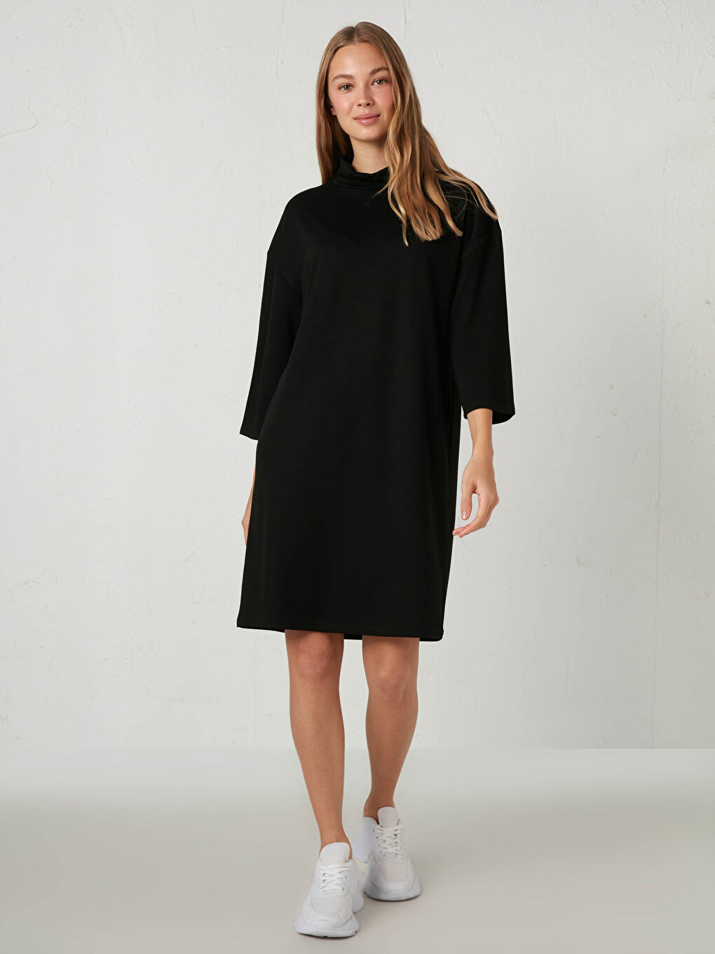 LCW Vision Mock Turtleneck Plain Dress -0WEI63Z8-CVL