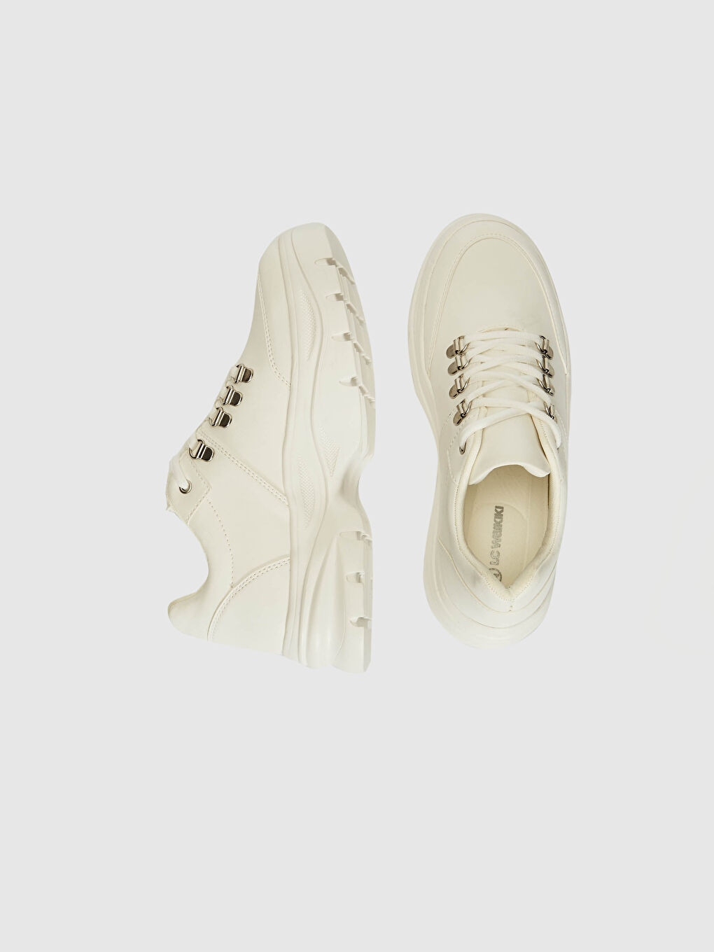 Beyaz Kadın Bağcıklı Sneaker-2
