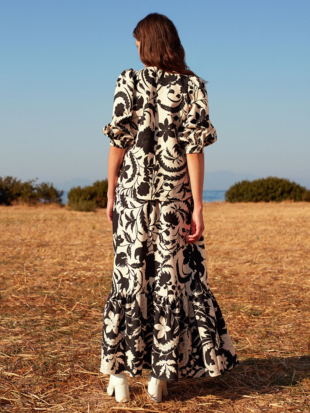 Blouse Florale à Col Rond pour Femmes-3