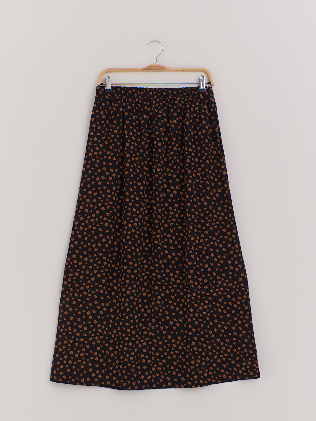 Elastic Waist Figured Maxi Skirt-1