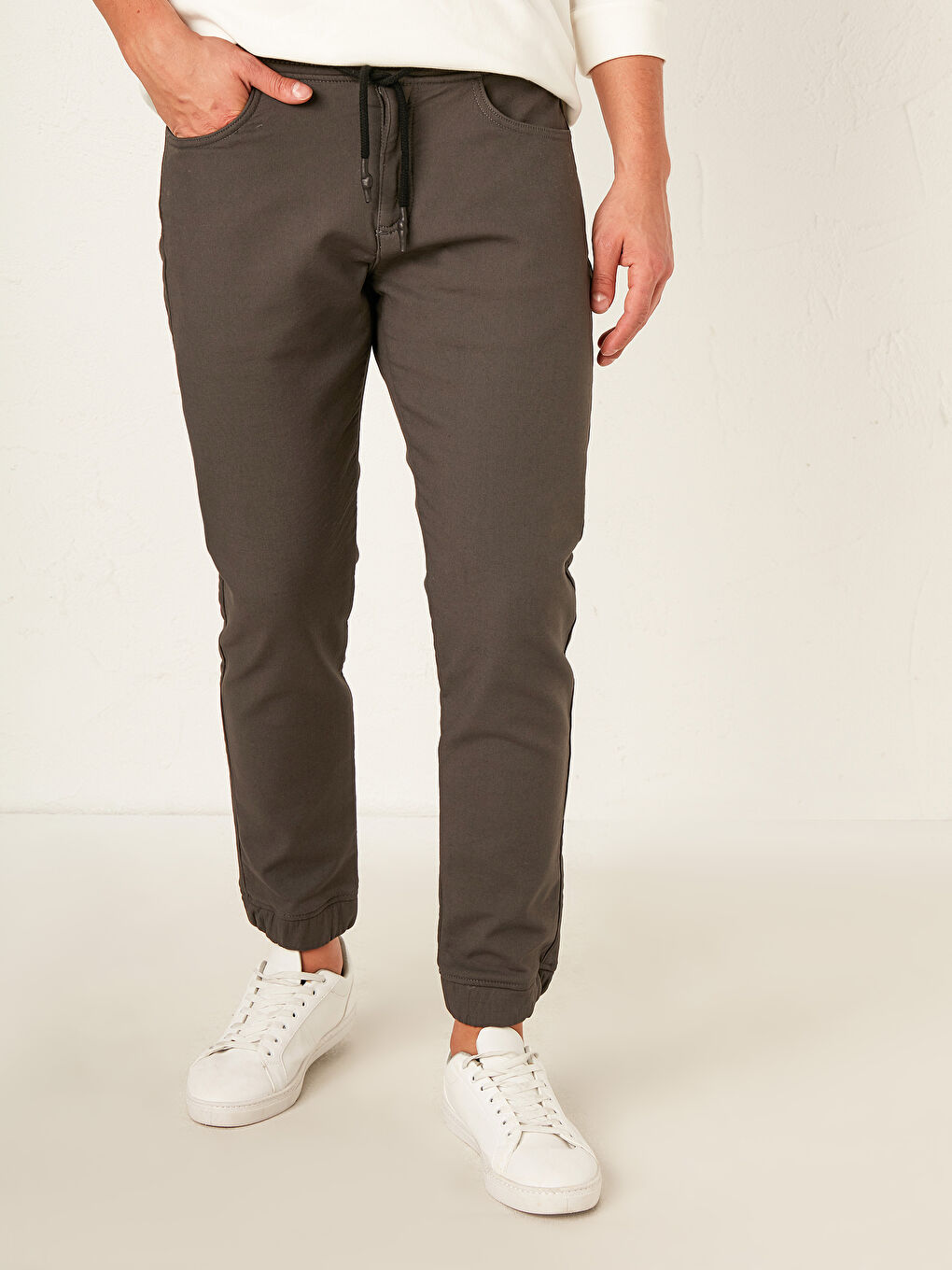 Slim Fit Gabardine Trousers-1