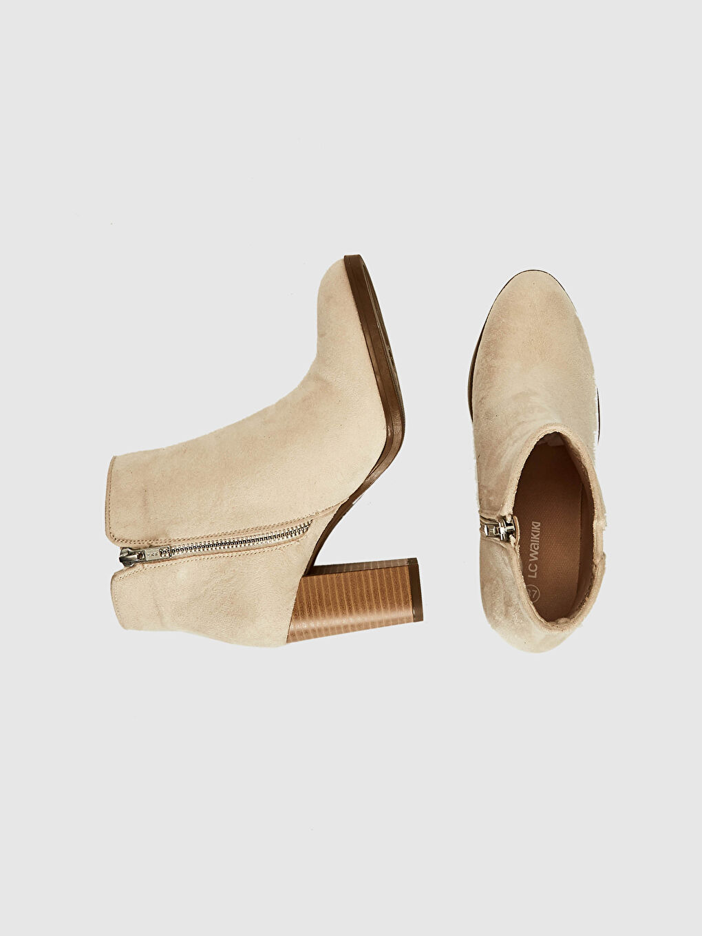 Bej Kadın Süet Görünümlü Topuklu Bot-2