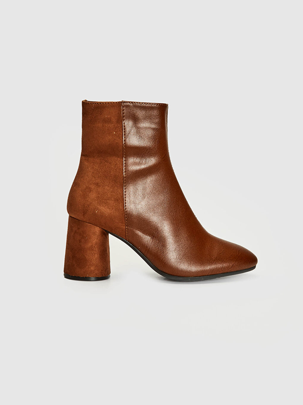 Kahverengi Kadın Fermuarlı Topuklu Bot