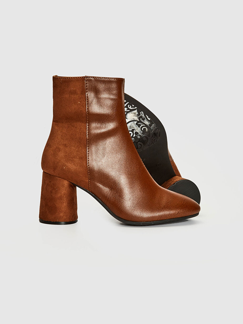Kahverengi Kadın Fermuarlı Topuklu Bot-3
