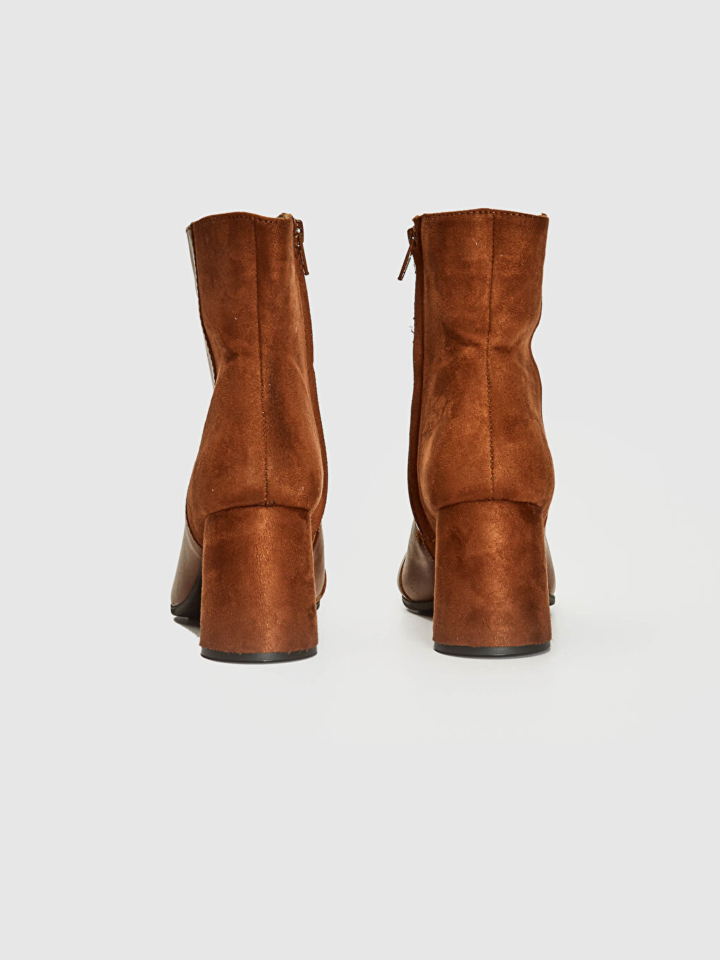 Kahverengi Kadın Fermuarlı Topuklu Bot-4