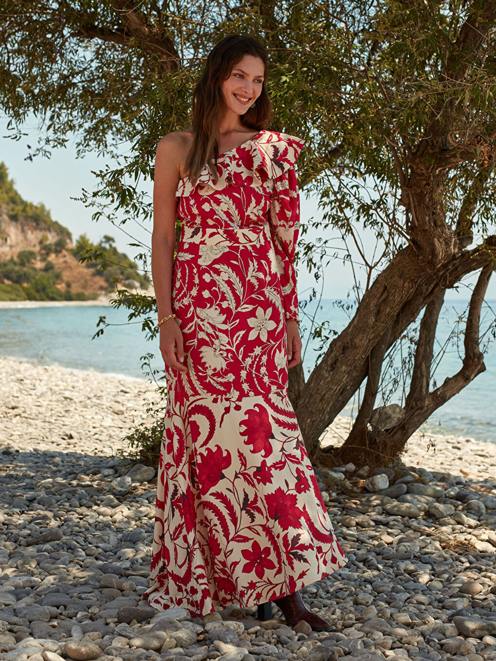 Floral Asymmetrical Cut Women's Dress-3