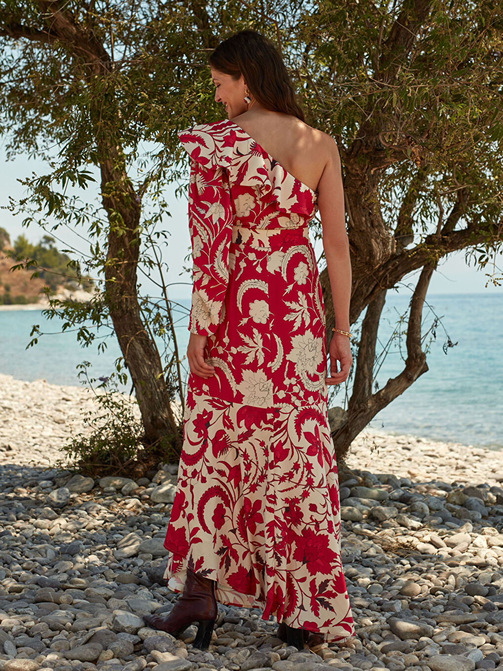 Floral Asymmetrical Cut Women's Dress-6