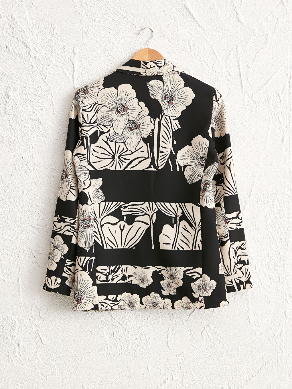 Siyah Çiçekli Kadın Blazer Ceket-6