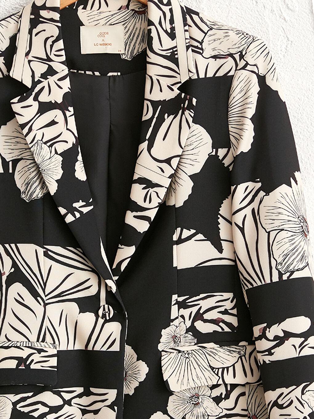 Siyah Çiçekli Kadın Blazer Ceket-7