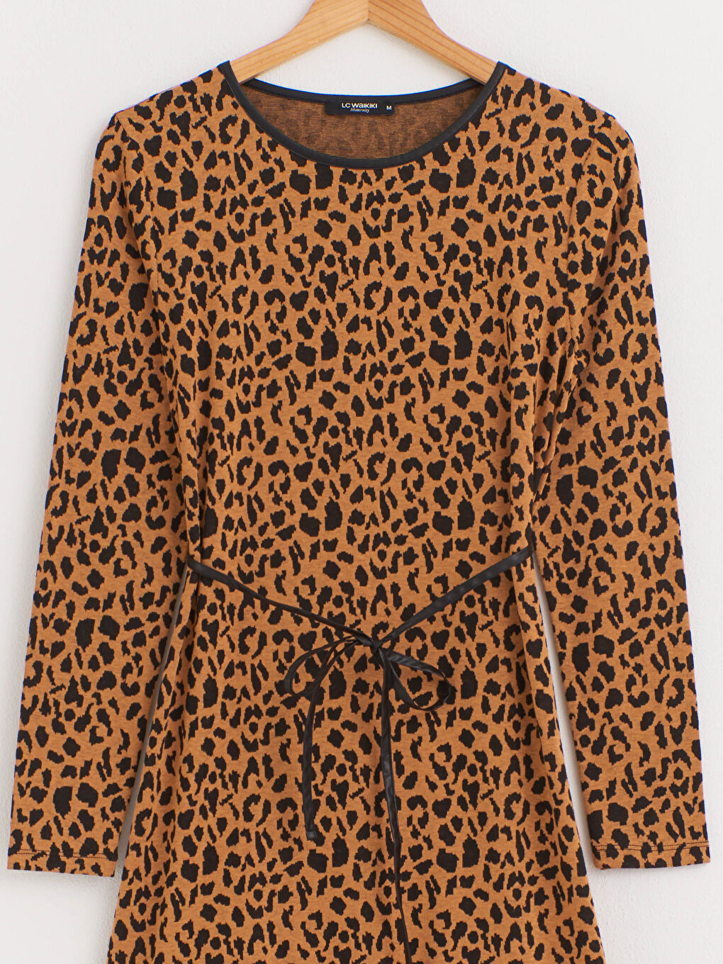 Kahverengi Leopar Desenli Hamile Elbise-2