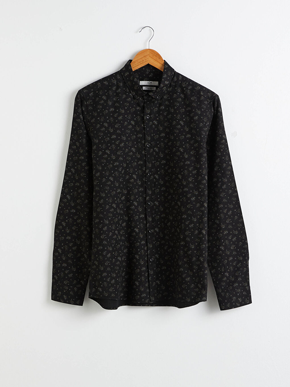 Siyah Slim Fit Uzun Kollu Gabardin Gömlek