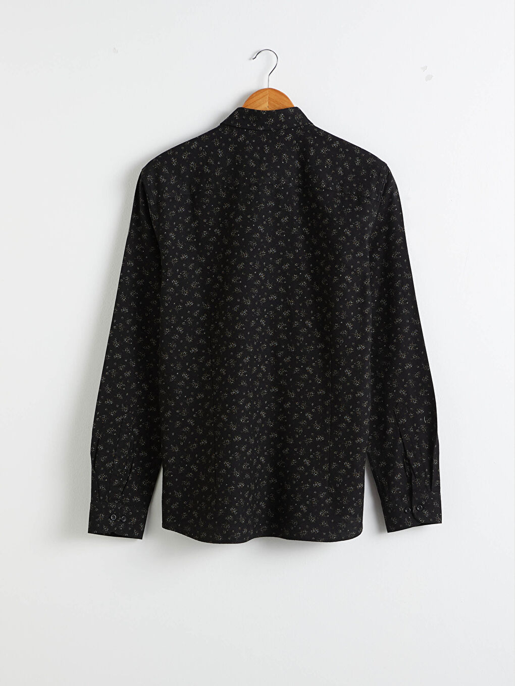 Siyah Slim Fit Uzun Kollu Gabardin Gömlek-1