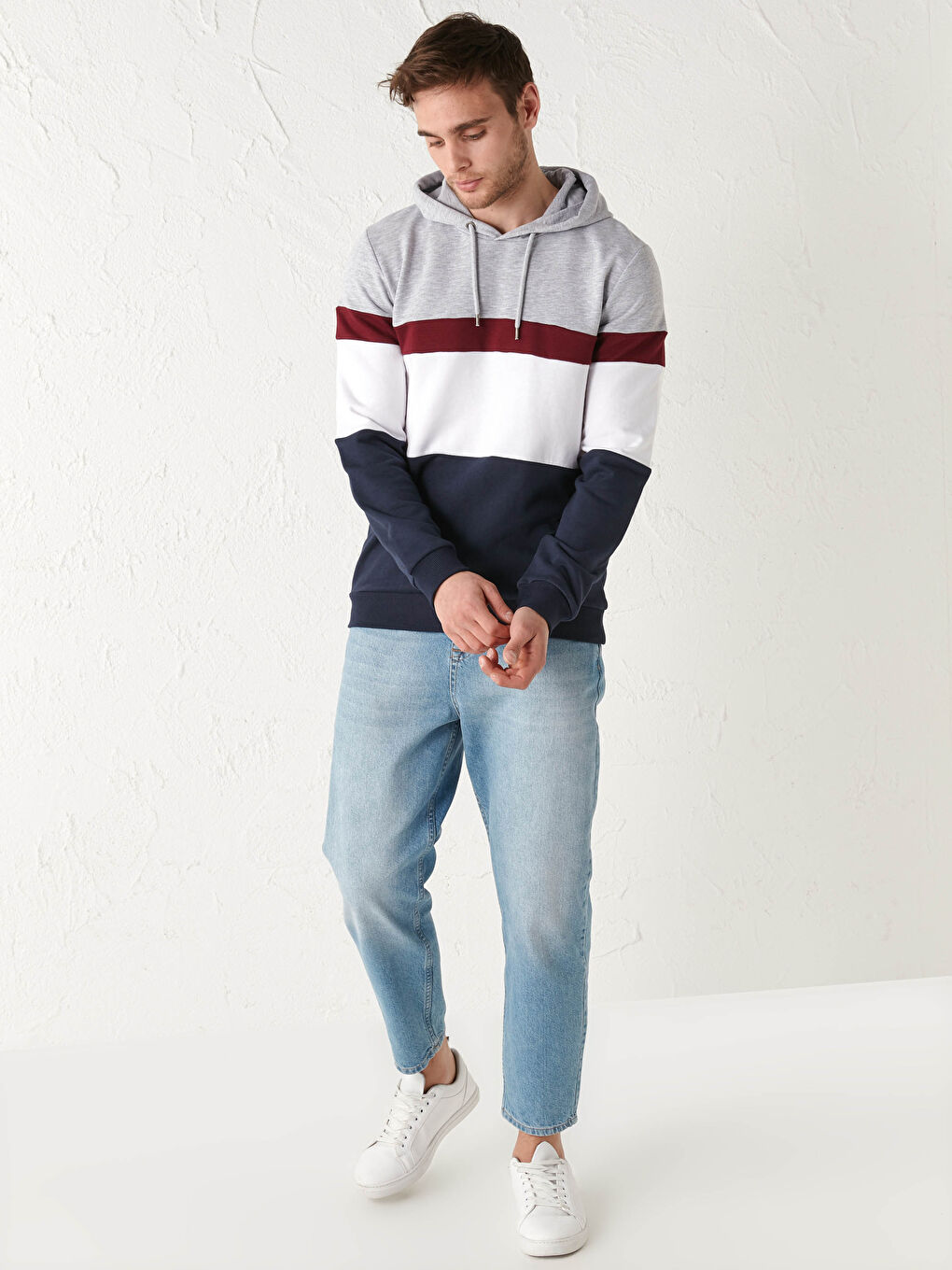 Hooded Color Block Hoodie-3