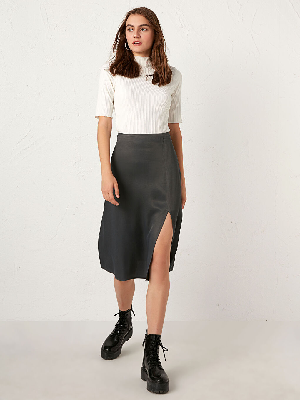 LCW Vision Standard Fit A-Line Women's Satin Skirt -0WES80Z8-R4Q
