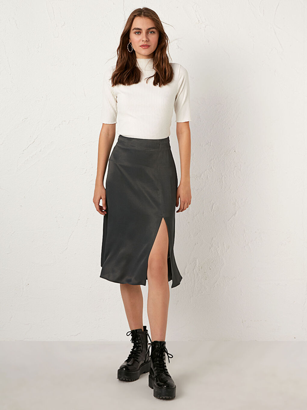 LCW Vision Standard Fit A-Line Women's Satin Skirt -0WES80Z8-R4Q