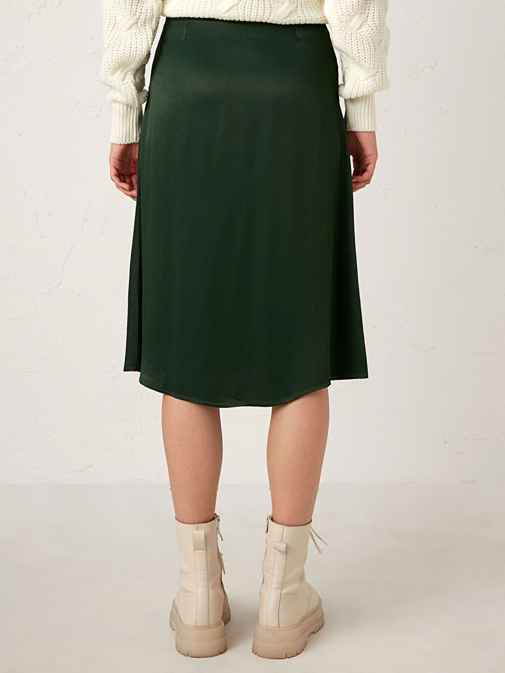 Standart Fit A Kesim Kadın Saten Etek-2