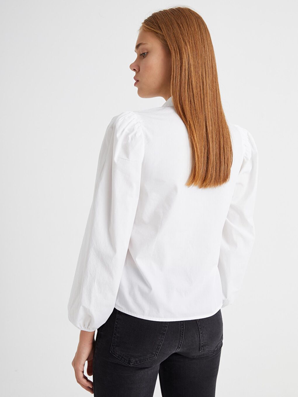 Standard Fit Long Sleeve Women's Plain Poplin Shirt-4