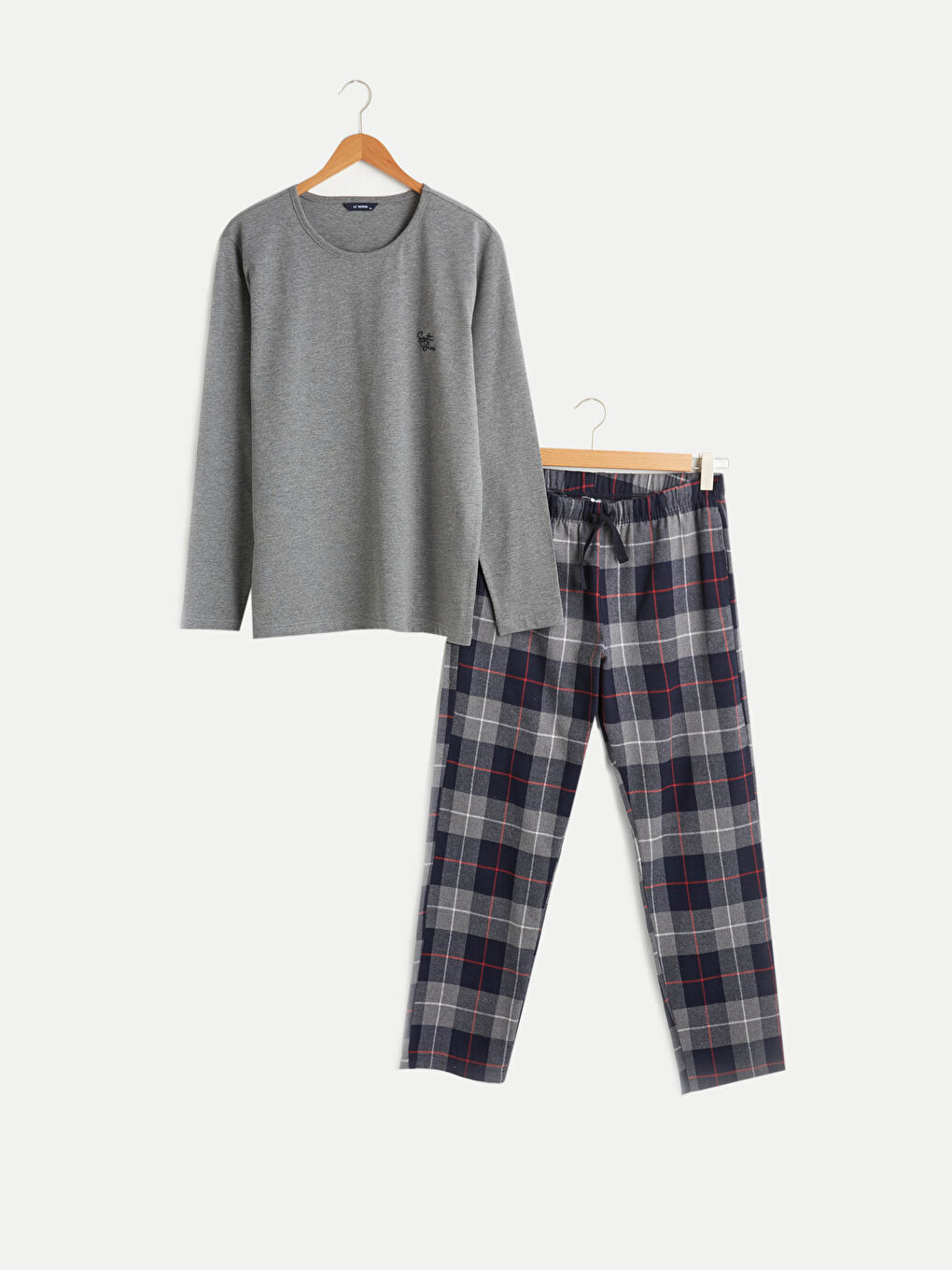 Gri Standart Kalıp Pijama Takımı-5