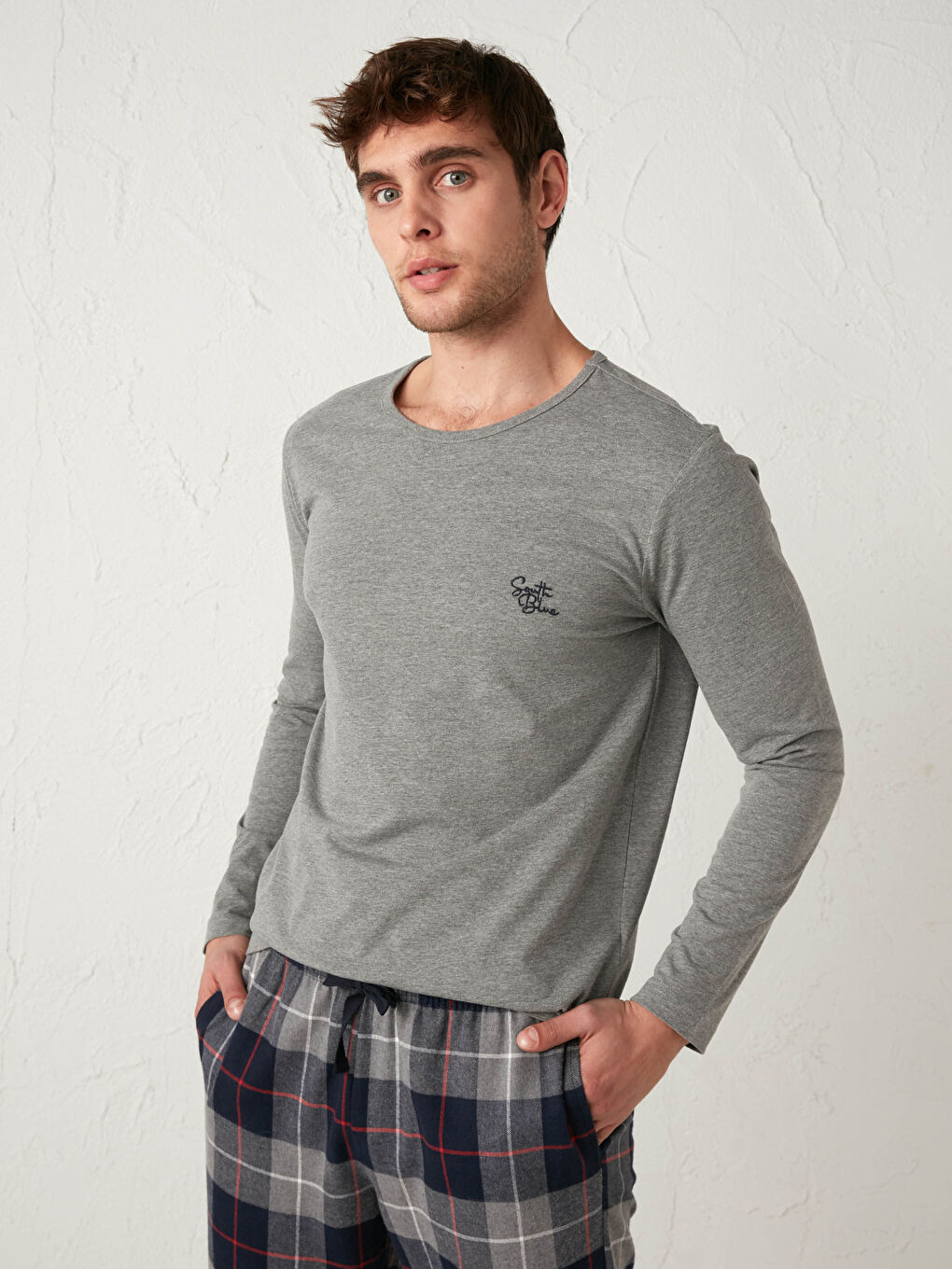 Gri Standart Kalıp Pijama Takımı-2