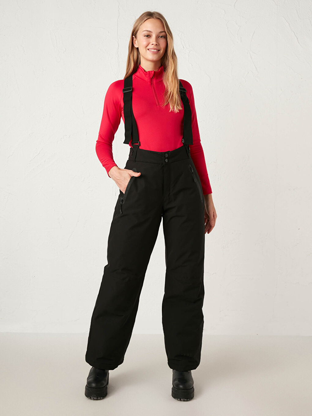 Siyah Askılı Kayak Pantolonu-1