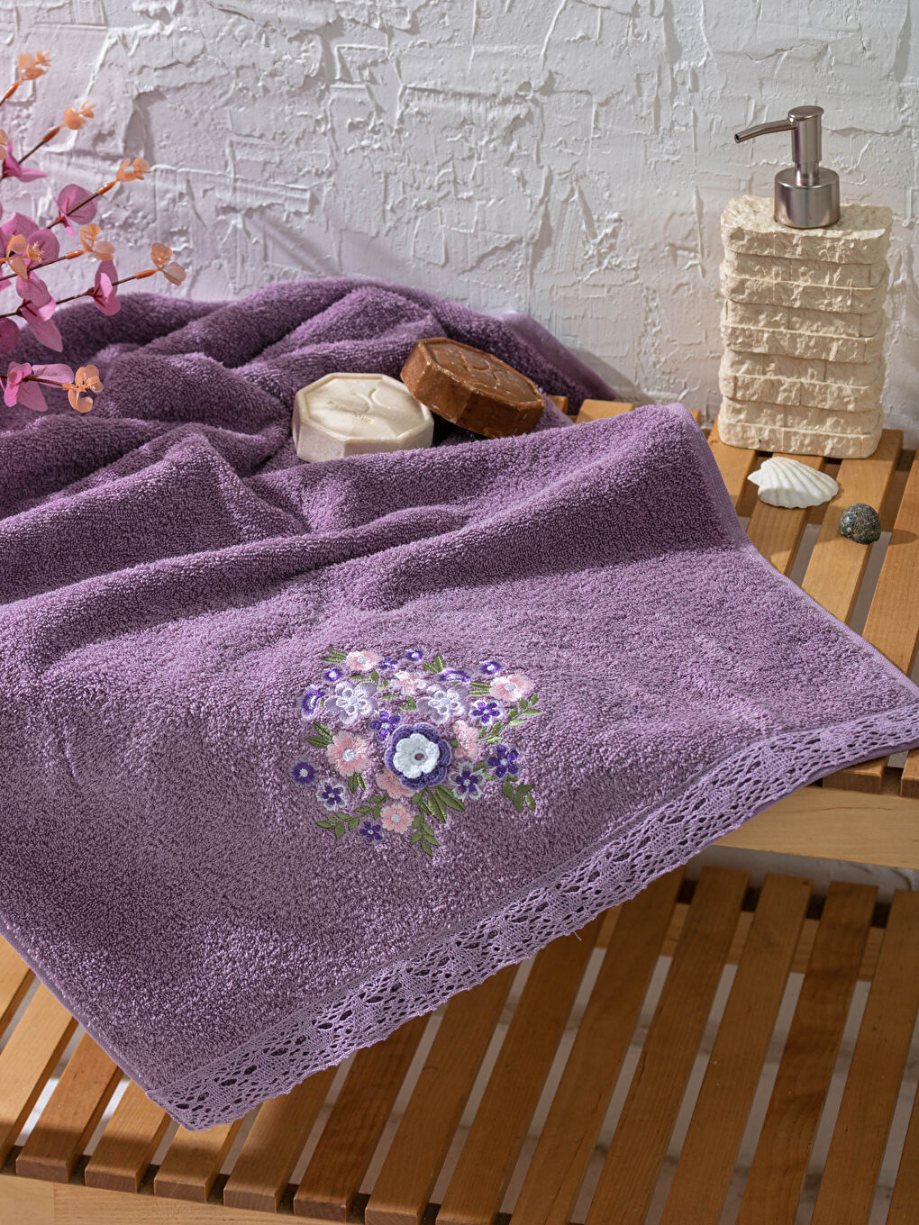 Flower Embroidery Face Towel