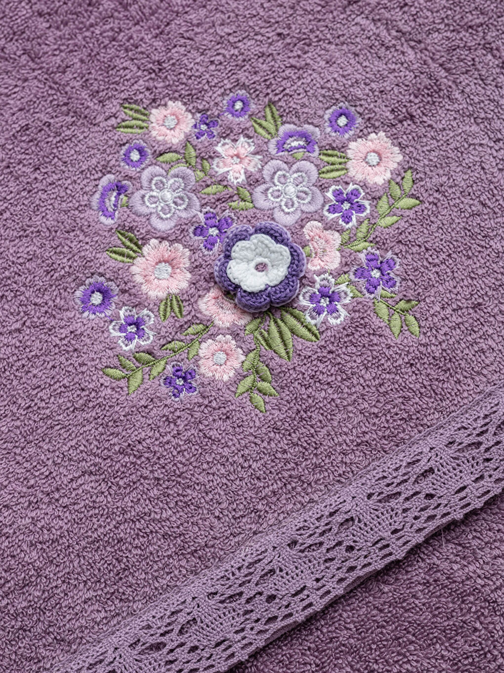 Flower Embroidery Face Towel-3