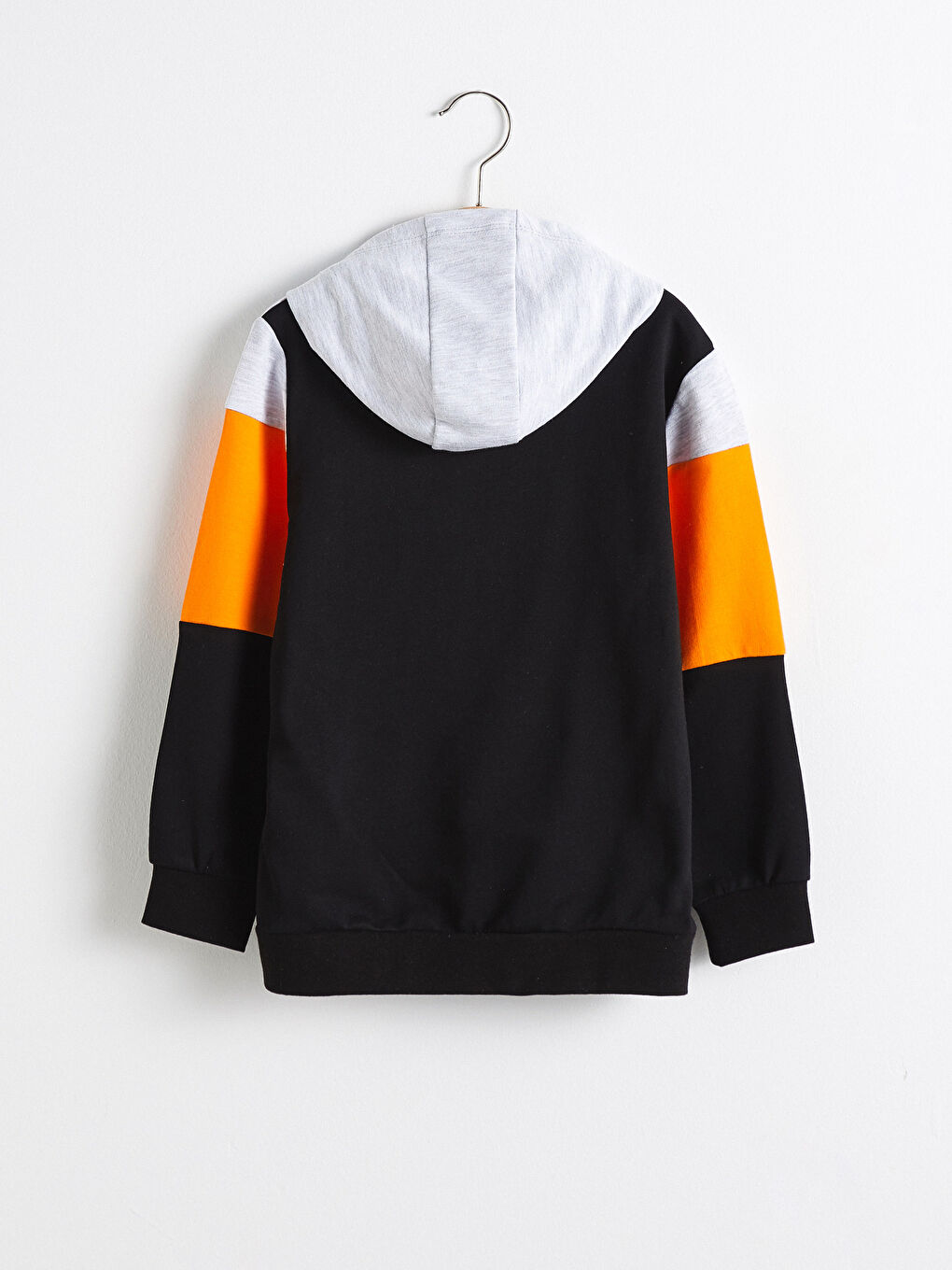 Gri Erkek Çocuk Fermuarlı Kapüşonlu Sweatshirt-1