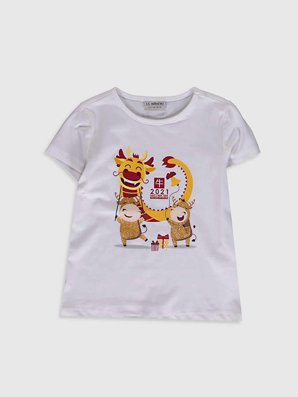 LCW Kids Girl's Printed Cotton T-Shirt -0WEY10Z4-FDU