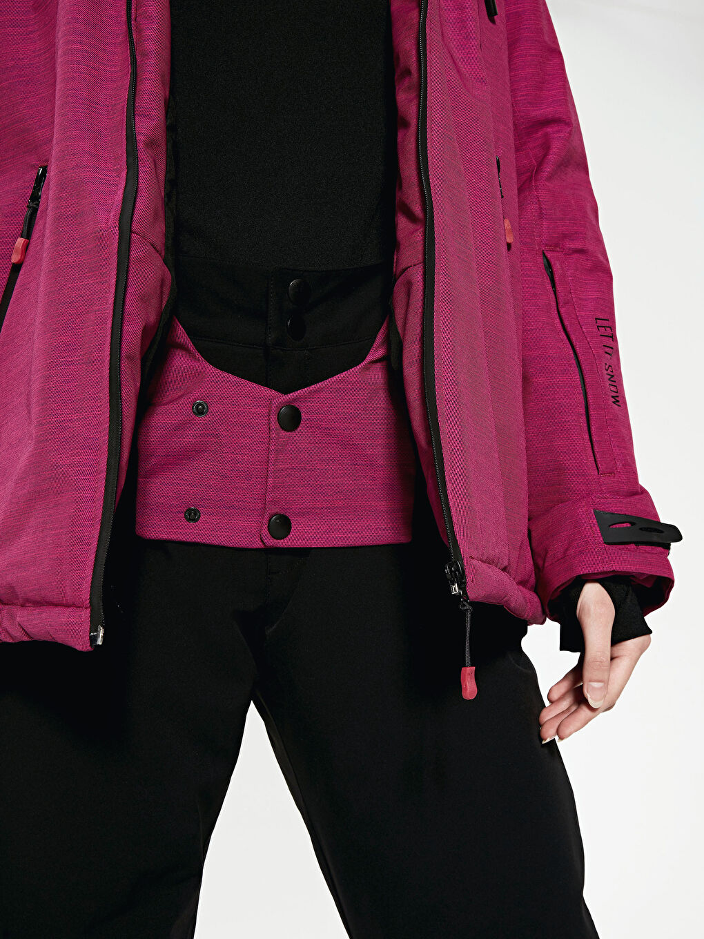 Women's Ski Jacket With Hooded Straight Long Sleeve-4