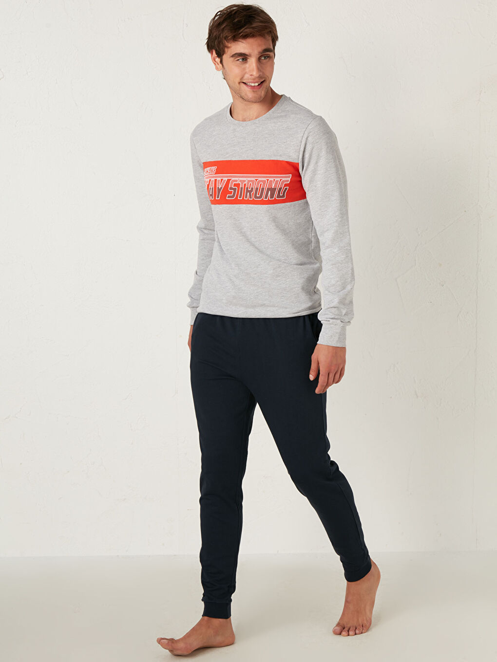 Gri Standart Kalıp Pijama Takımı