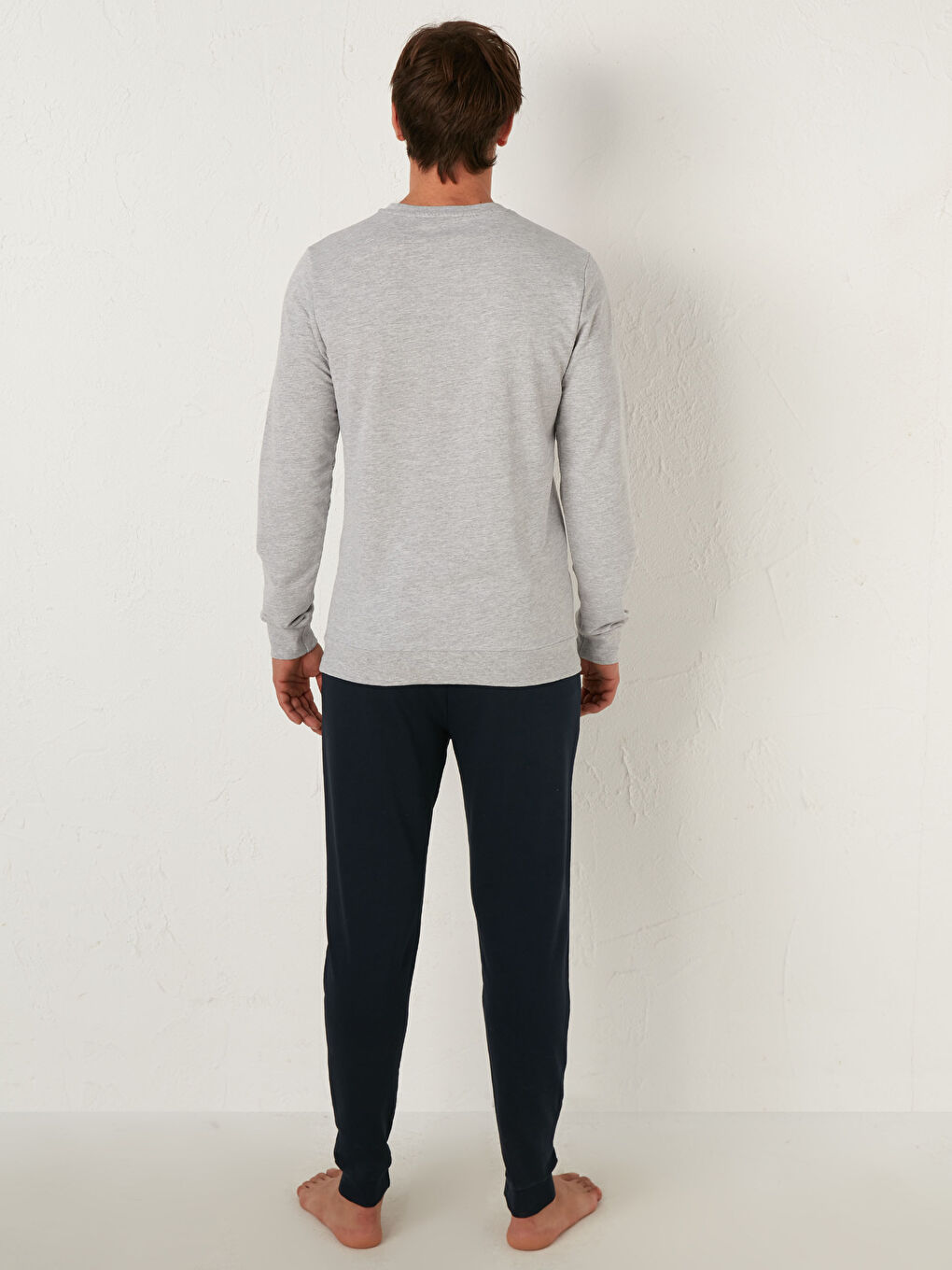 Gri Standart Kalıp Pijama Takımı-3