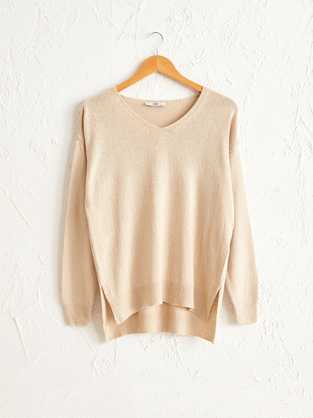 Однотонный Легкий Трикотажный Джемпер С V-Образным Вырезом