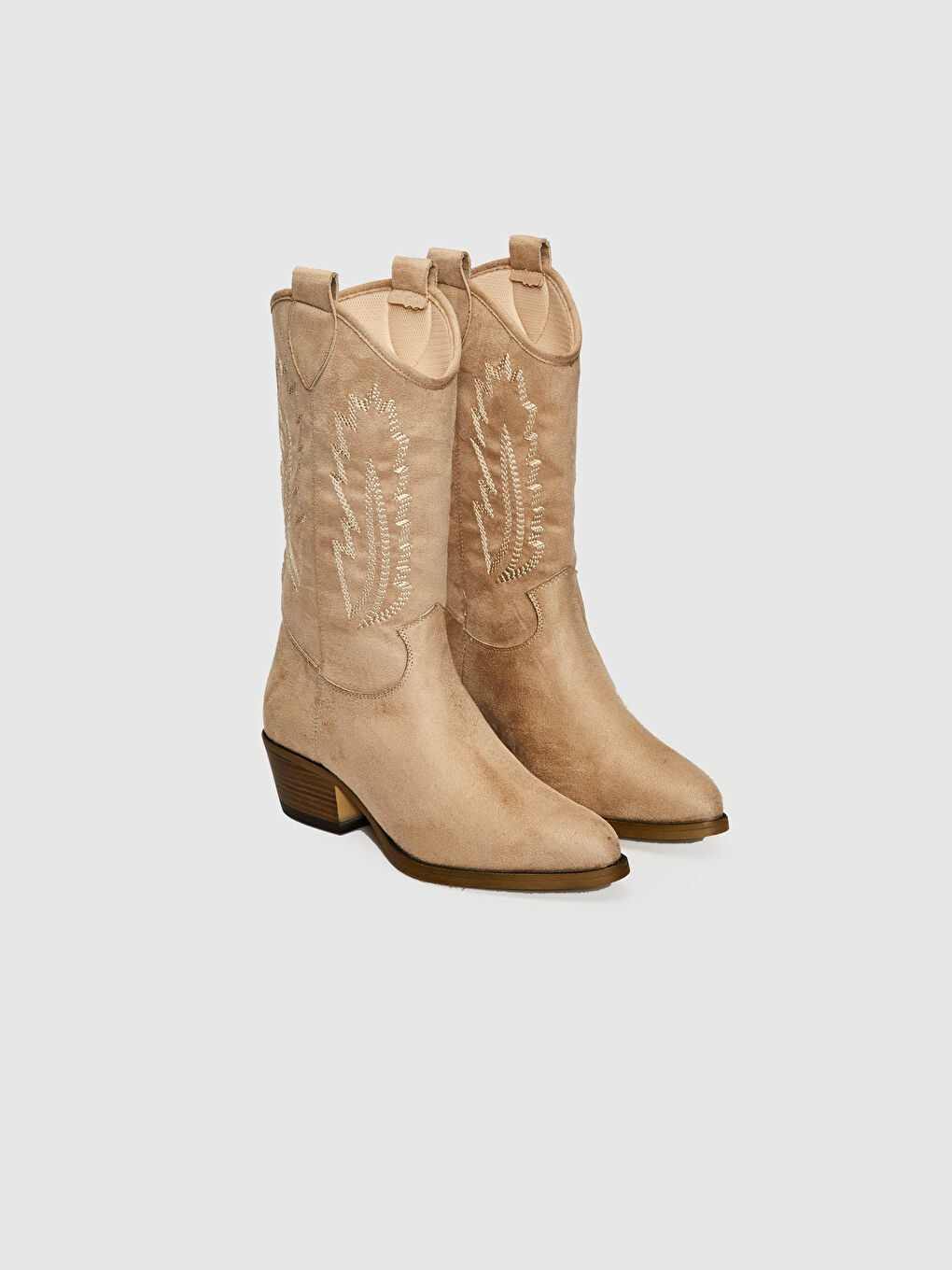 Bej Kadın Topuklu Çizme-2