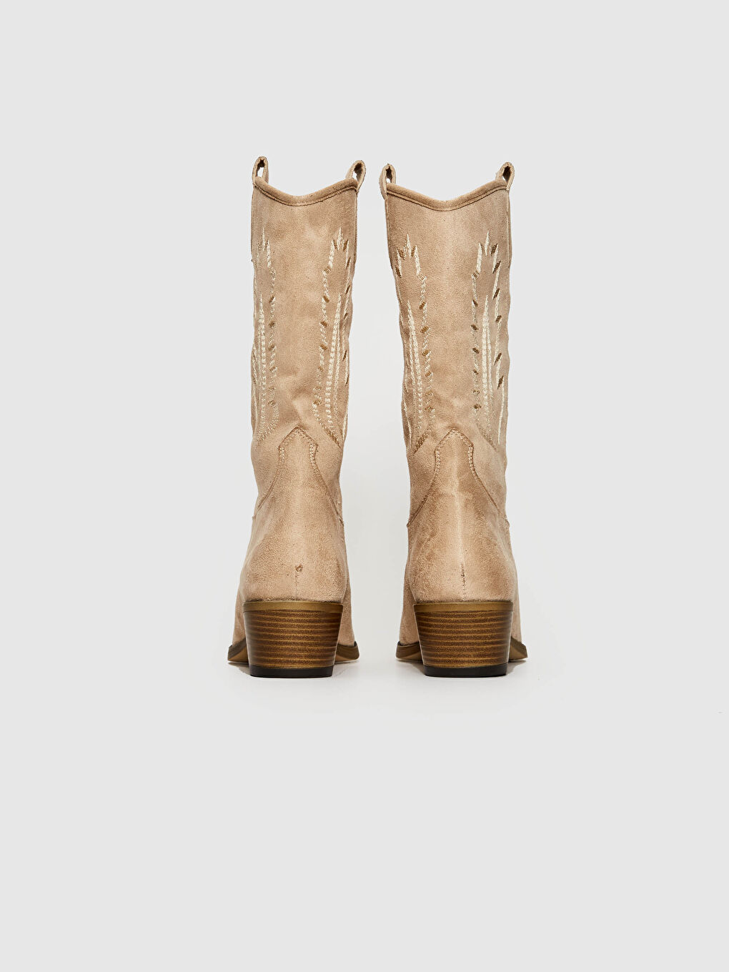 Bej Kadın Topuklu Çizme-4