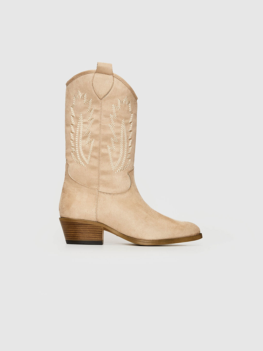 Bej Kadın Topuklu Çizme