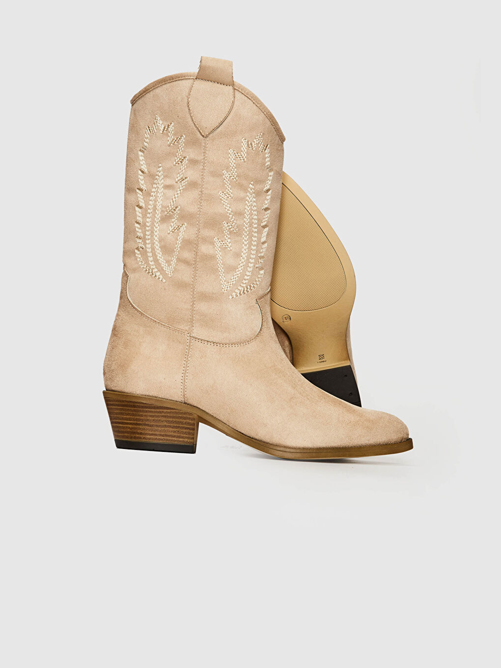 Bej Kadın Topuklu Çizme-3