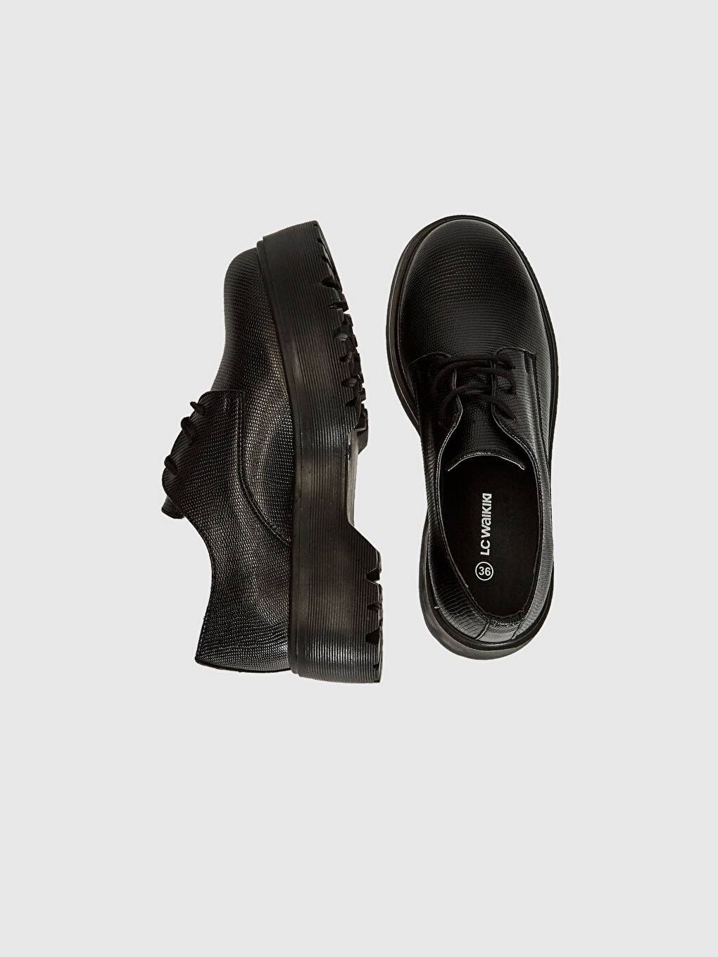 Siyah Kadın Bağcıklı Oxford Ayakkabı-2