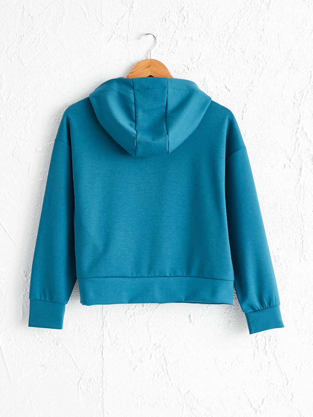 Petrol Kapüşonlu Fermuarlı Aktif Spor Sweatshirt-1