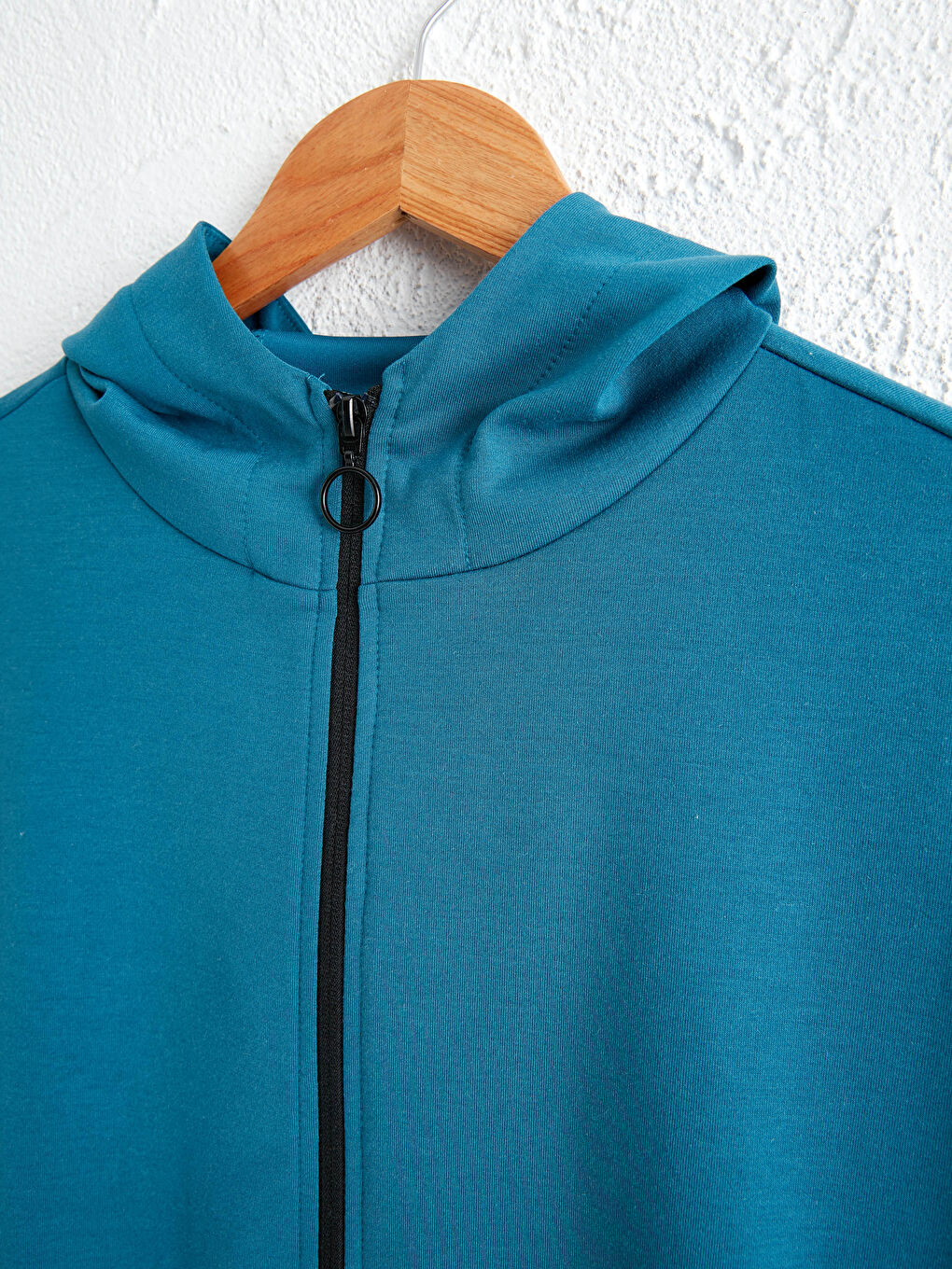 Petrol Kapüşonlu Fermuarlı Aktif Spor Sweatshirt-3