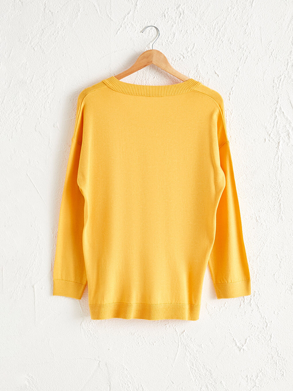 Однотонный Легкий Трикотажный Джемпер С V-Образным Вырезом-1