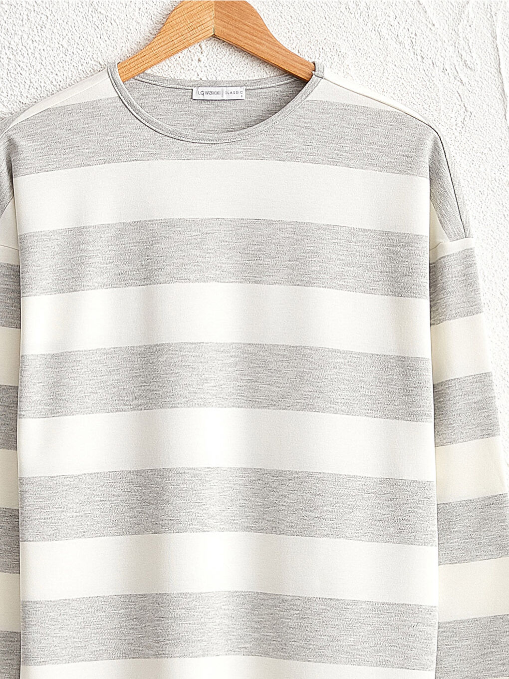 Gri Uzun Kollu Çizgili Tunik-2