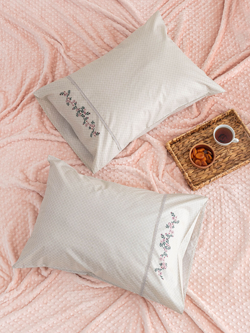 Taie d'Oreiller Imprimée Florale, Lot de 2