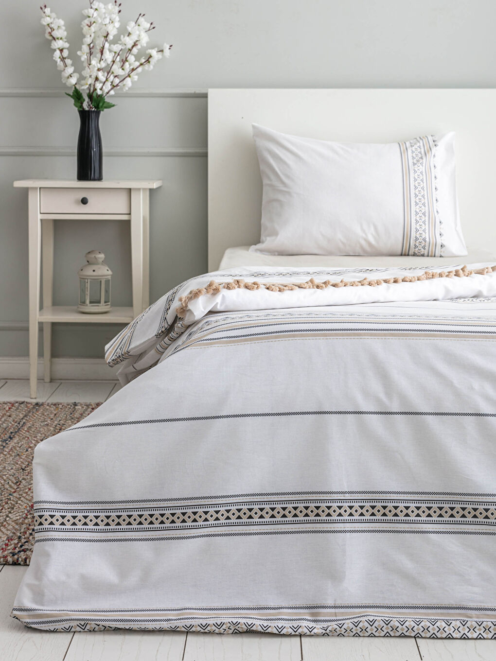 Parure de couette simple à motif ethnique