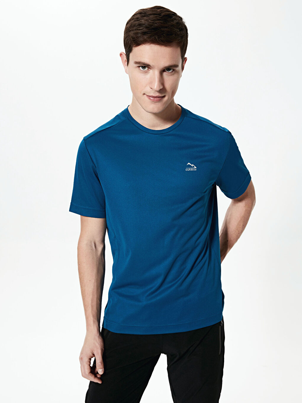 Petrol Bisiklet Yaka Kısa Kollu Tişört-2