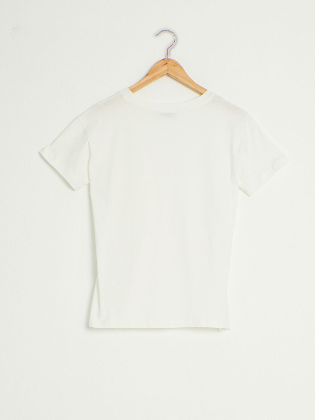 однотонная футболка с круглым вырезом-1