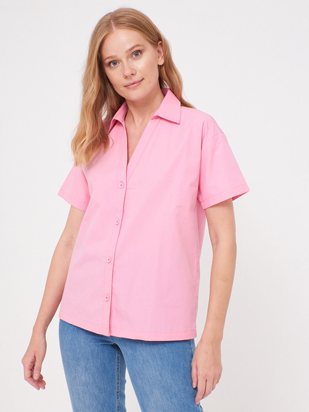 Loose Fit Plain Poplin Shirt-1