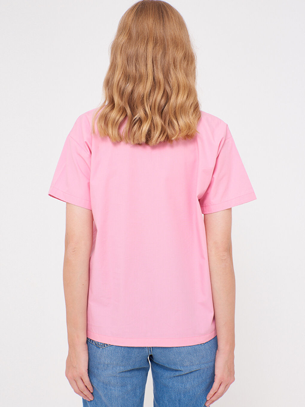 Loose Fit Plain Poplin Shirt-3